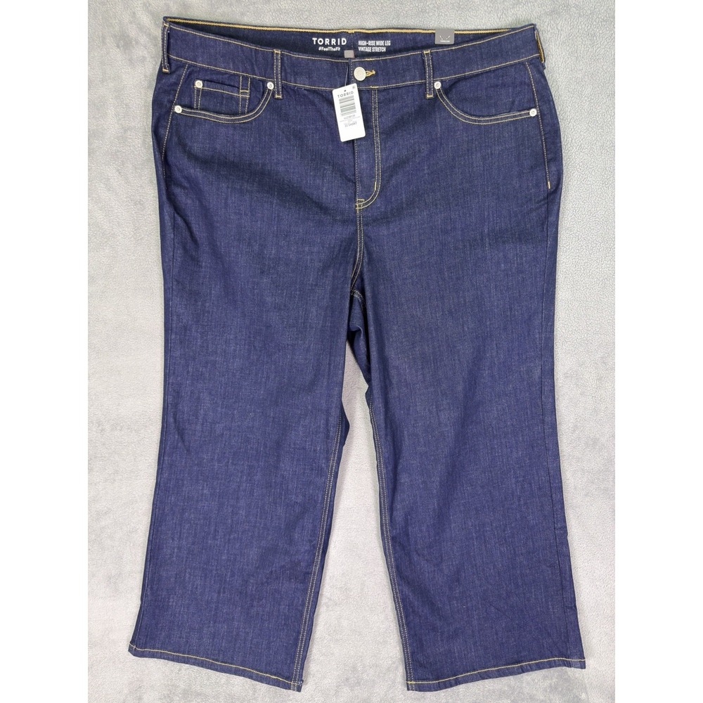 New Torrid Jeans Womens‎ 22 Short Blue Dark Wash High Rise Wide Leg Stretch